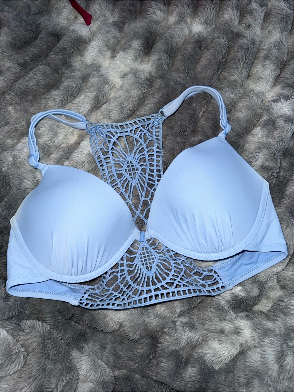 Light Blue Lace-Back Bikini Top - Picture 1 of 3